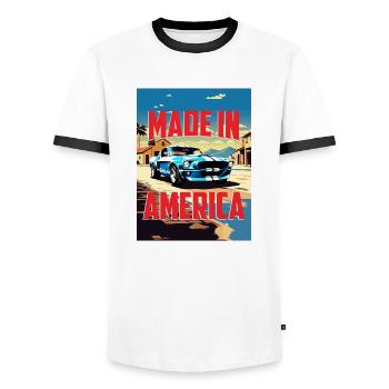 COBRA MADE IN AMERICA - Männer Kontrast-T-Shirt - Weiß/Schwarz - Vorne - AI Model Female 172 light (172cm) & AI Model Male 178 dark (178cm)