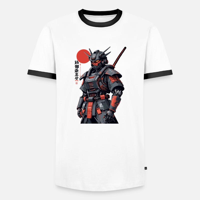 Samurai Robot - Men's Ringer Shirt - white/black