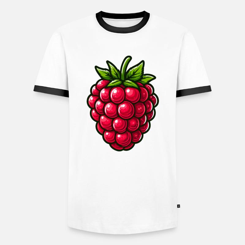 Raspberry, fruit - Men's Ringer Shirt - white/black