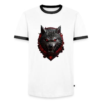 Loup du diable - T-shirt contrasté Homme - blanc/noir - Devant - AI Model Female 172 light (172cm) & AI Model Male 178 dark (178cm)