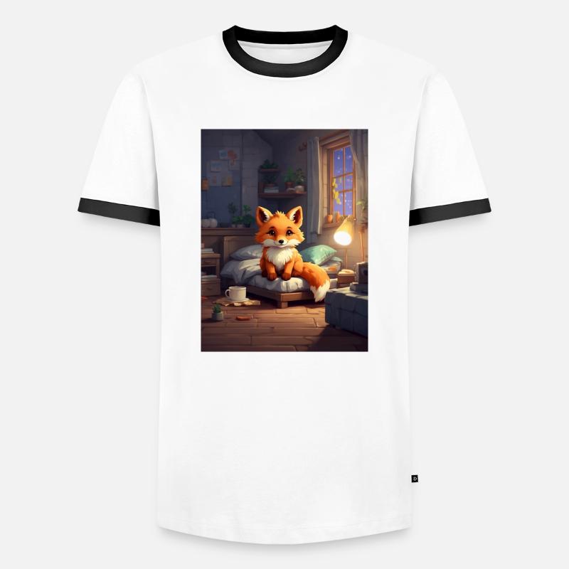 Pixelart cute Fox - Männer Kontrast-T-Shirt - Weiß/Schwarz