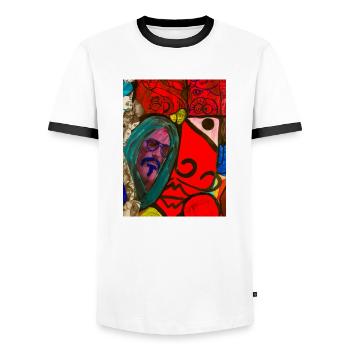 Artful design - Men's Ringer Shirt - white/black - Front - AI Model Female 172 light (172cm) & AI Model Male 178 dark (178cm)