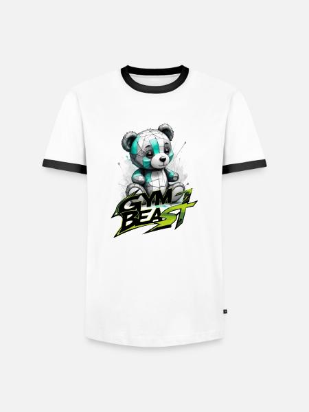 teddy gym beast - Männer Kontrast-T-Shirt - Weiß/Schwarz