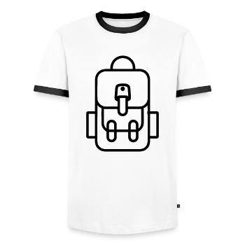 Backpack - Men's Ringer Shirt - white/black - Front - AI Model Female 172 light (172cm) & AI Model Male 178 dark (178cm)
