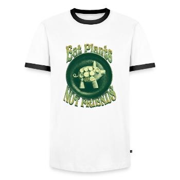 Mangez des plantes, pas des amis - T-shirt contrasté Homme - blanc/noir - Devant - AI Model Female 172 light (172cm) & AI Model Male 178 dark (178cm)