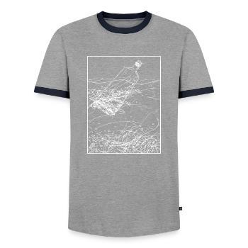 Message in a bottle - Men's Ringer Shirt - grey/navy  - Front - AI Model Female 172 light (172cm) & AI Model Male 178 light (178cm)