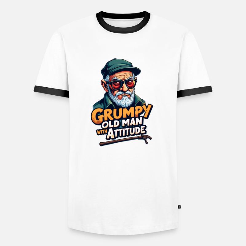 GRUMPY OLDMAN - Men's Ringer Shirt - white/black