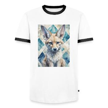 Colorful Elephant - Men's Ringer Shirt - white/black - Front - AI Model Female 172 light (172cm) & AI Model Male 178 dark (178cm)