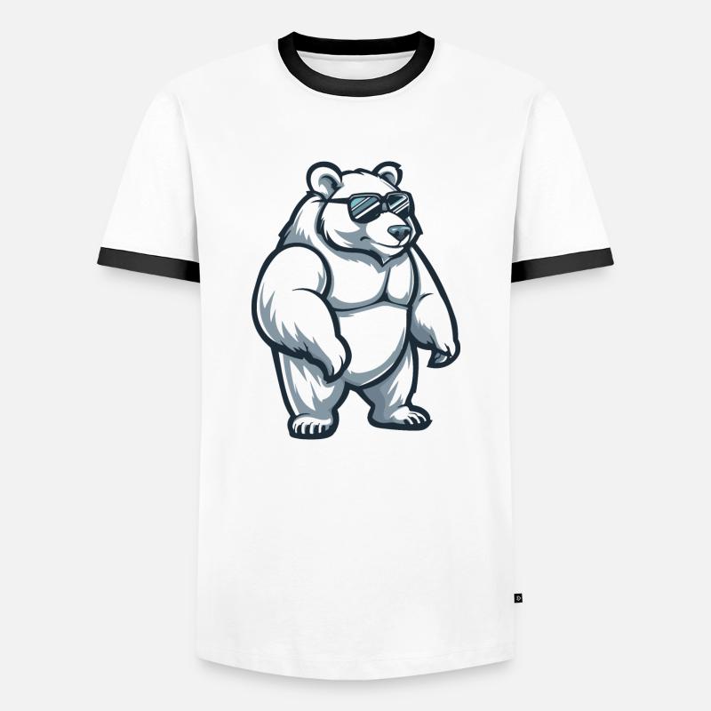 Polar Bear Comic Cool - Men's Ringer Shirt - white/black