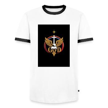 Emblème chrétien - T-shirt contrasté Homme - blanc/noir - Devant - AI Model Female 172 light (172cm) & AI Model Male 178 dark (178cm)