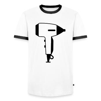 Hair dryer - Men's Ringer Shirt - white/black - Front - AI Model Female 172 light (172cm) & AI Model Male 178 dark (178cm)