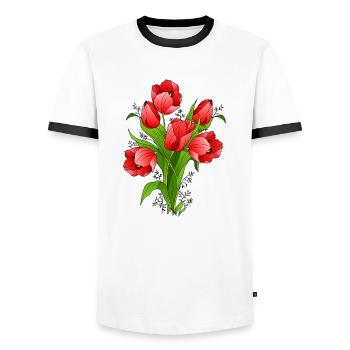 Blumen - Männer Kontrast-T-Shirt - Weiß/Schwarz - Vorne - AI Model Female 172 light (172cm) & AI Model Male 178 dark (178cm)