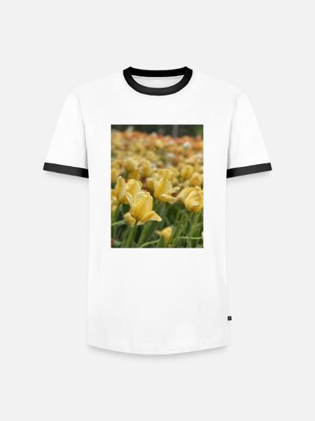 Tulipe Jaune mer - T-shirt contrasté Homme - blanc/noir