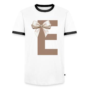 Letter E Knot - Men's Ringer Shirt - white/black - Front - AI Model Female 172 light (172cm) & AI Model Male 178 dark (178cm)