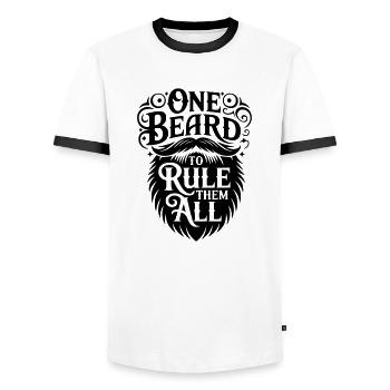 One Beard To Rule Them All - Männer Kontrast-T-Shirt - Weiß/Schwarz - Vorne - AI Model Female 172 light (172cm) & AI Model Male 178 dark (178cm)