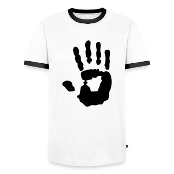 empreinte de main - T-shirt contrasté Homme - blanc/noir - Devant - AI Model Female 172 light (172cm) & AI Model Male 178 dark (178cm)