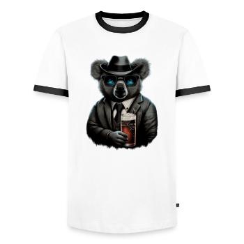 Cool koala in a suit with beer - Men's Ringer Shirt - white/black - Front - AI Model Female 172 light (172cm) & AI Model Male 178 dark (178cm)