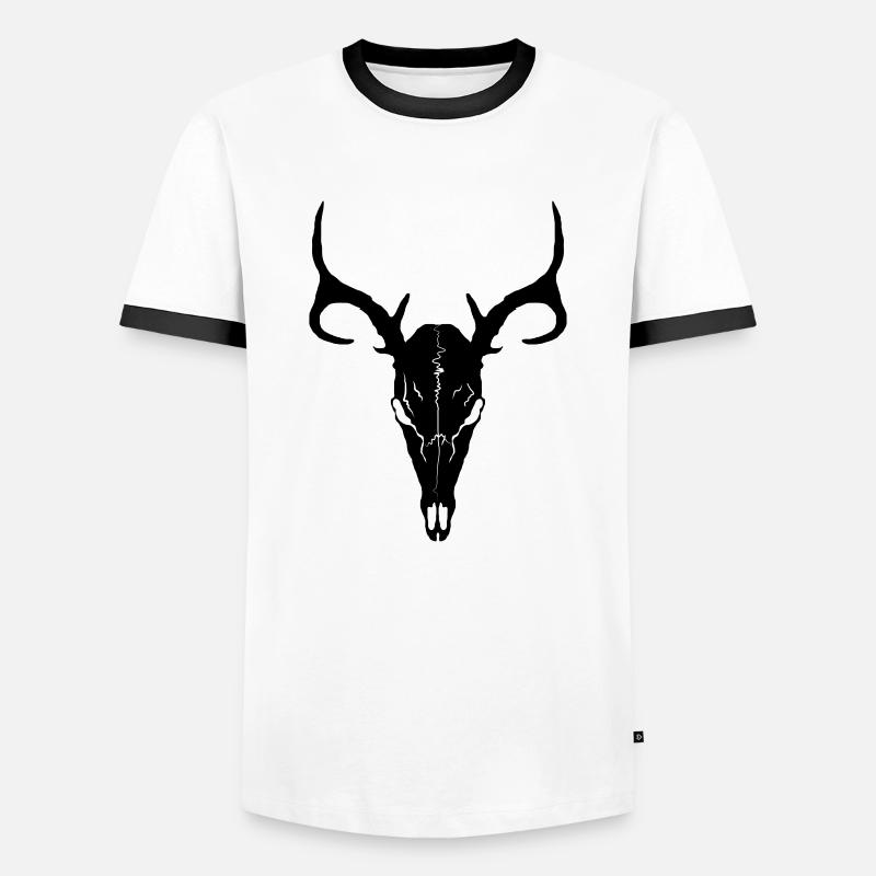 Hirsch Schädel - Männer Kontrast-T-Shirt - Weiß/Schwarz