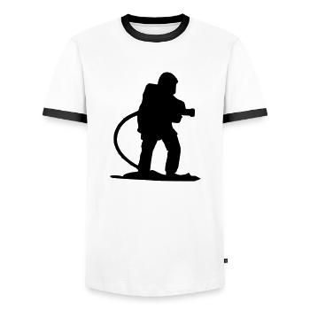 Pompier attaque - T-shirt contrasté Homme - blanc/noir - Devant - AI Model Female 172 light (172cm) & AI Model Male 178 dark (178cm)