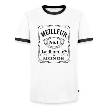 Meilleur kiné du monde - Men's Ringer Shirt - white/black - Front - AI Model Female 172 light (172cm) & AI Model Male 178 dark (178cm)