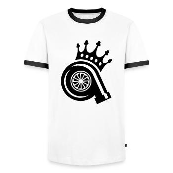 TUNING, TURBO LADER KING - Männer Kontrast-T-Shirt - Weiß/Schwarz - Vorne - AI Model Female 172 light (172cm) & AI Model Male 178 dark (178cm)
