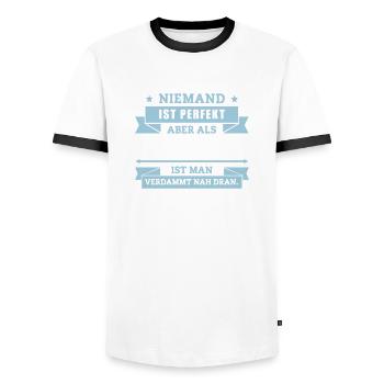 Fun Fahrdienstleiter - Männer Kontrast-T-Shirt - Weiß/Schwarz - Vorne - AI Model Female 172 light (172cm) & AI Model Male 178 dark (178cm)