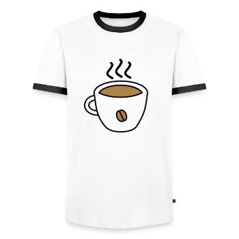 coffee - Männer Kontrast-T-Shirt - Weiß/Schwarz - Vorne - AI Model Female 172 light (172cm) & AI Model Male 178 dark (178cm)