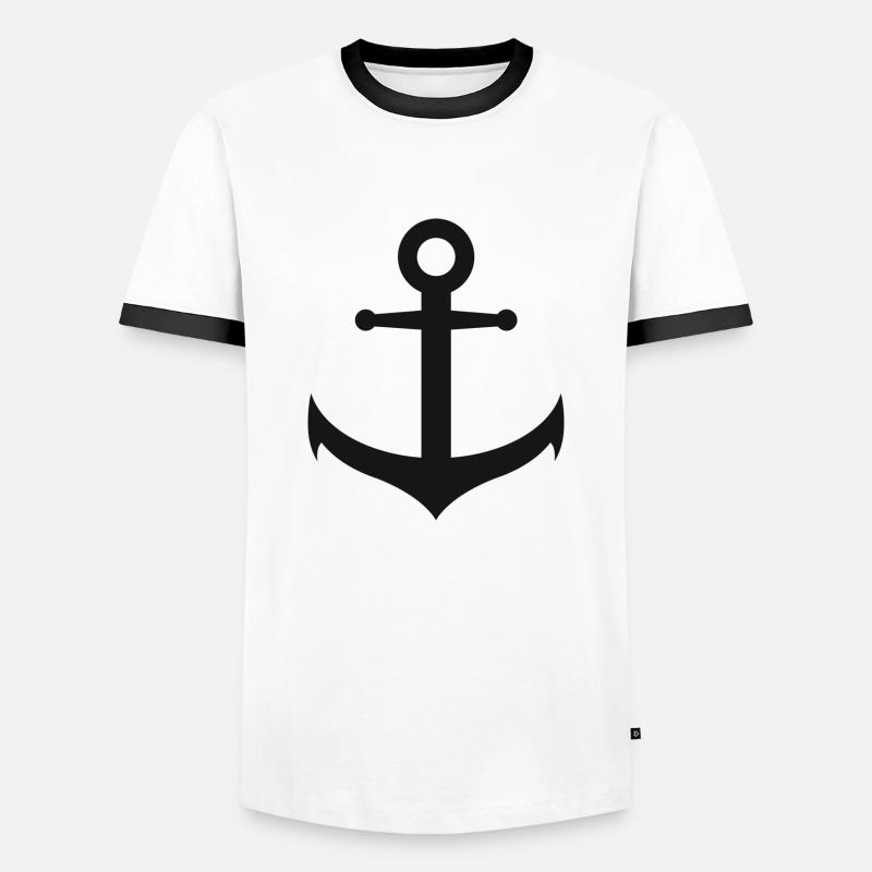 Anker - Männer Kontrast-T-Shirt - Weiß/Schwarz