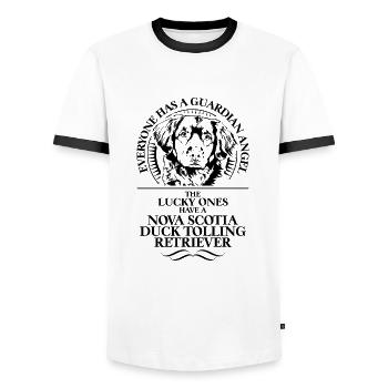 CANARD DE LA NOUVELLE-ÉCOSSE TOLLING RETRIEVER Ange gardien - T-shirt contrasté Homme - blanc/noir - Devant - AI Model Female 172 light (172cm) & AI Model Male 178 dark (178cm)