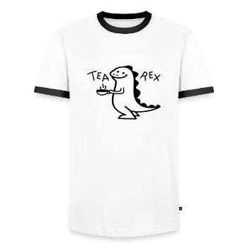 Dino comme thé Rex (b) - T-shirt contrasté Homme - blanc/noir - Devant - AI Model Female 172 light (172cm) & AI Model Male 178 dark (178cm)