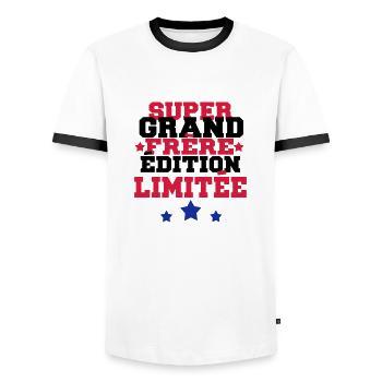 super grand frère édition limitée - T-shirt contrasté Homme - blanc/noir - Devant - AI Model Female 172 light (172cm) & AI Model Male 178 dark (178cm)