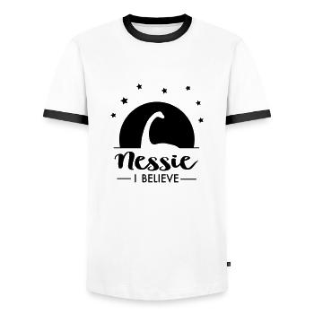 2541614 130235075 Nessie - Männer Kontrast-T-Shirt - Weiß/Schwarz - Vorne - AI Model Female 172 light (172cm) & AI Model Male 178 dark (178cm)