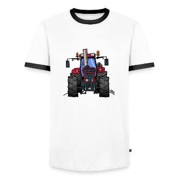 362 Red tractor 1455XL - Men's Ringer Shirt - white/black - Front - AI Model Female 172 light (172cm) & AI Model Male 178 dark (178cm)