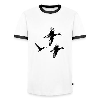 groupe canards pillet - T-shirt contrasté Homme - blanc/noir - Devant - AI Model Female 172 light (172cm) & AI Model Male 178 dark (178cm)