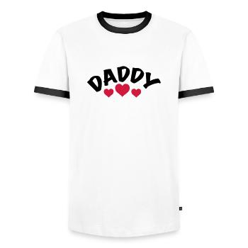 Dad / Daddy / Papa / Herz / i love my dad 2c - Männer Kontrast-T-Shirt - Weiß/Schwarz - Vorne - AI Model Female 172 light (172cm) & AI Model Male 178 dark (178cm)