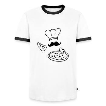 pizza - T-shirt contrasté Homme - blanc/noir - Devant - AI Model Female 172 light (172cm) & AI Model Male 178 dark (178cm)