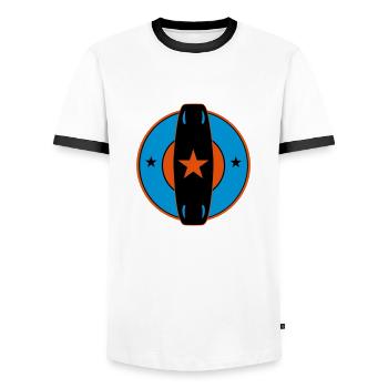 boarder_vec_3 de - Männer Kontrast-T-Shirt - Weiß/Schwarz - Vorne - AI Model Female 172 light (172cm) & AI Model Male 178 dark (178cm)