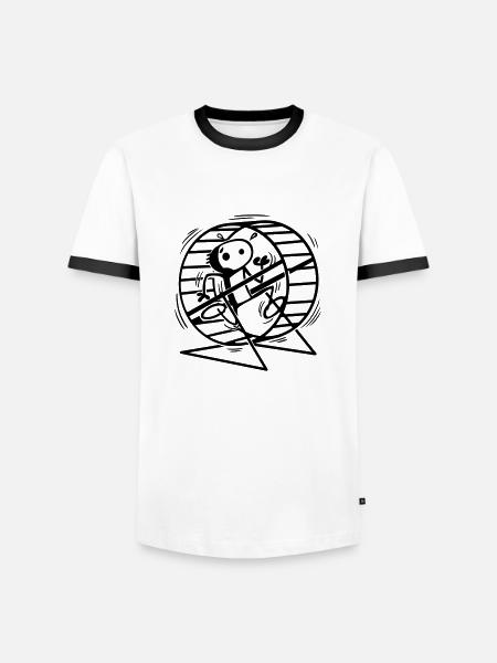 Willy im Hamsterrad - Männer Kontrast-T-Shirt - Weiß/Schwarz