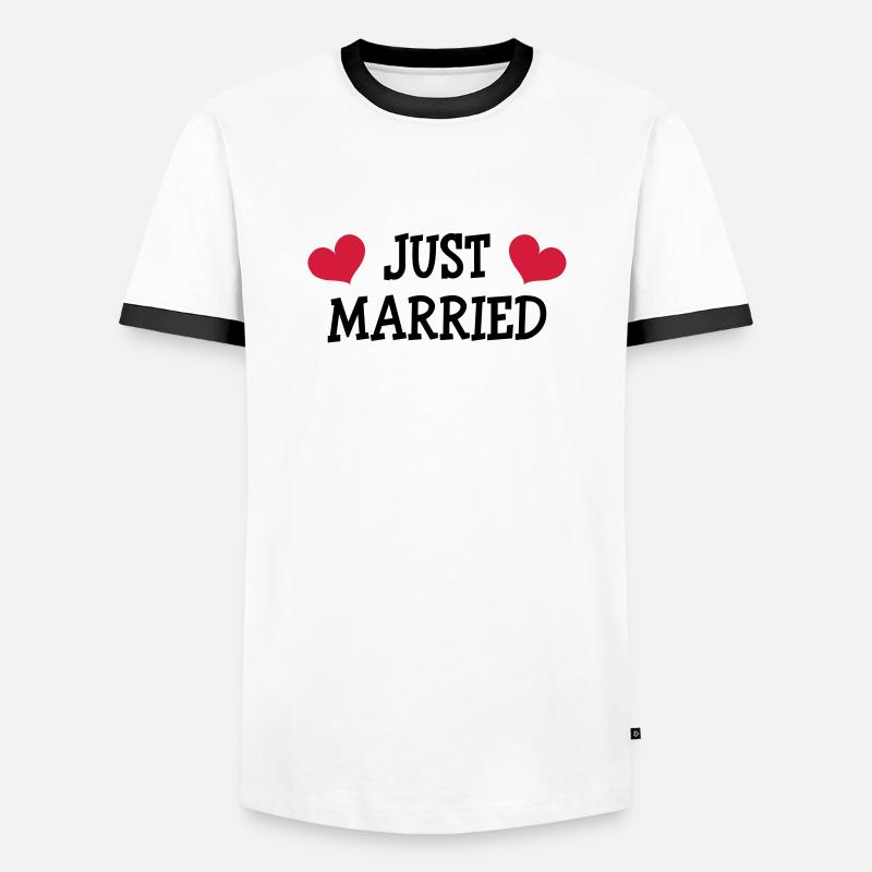 Just Married - Wedding - Männer Kontrast-T-Shirt - Weiß/Schwarz