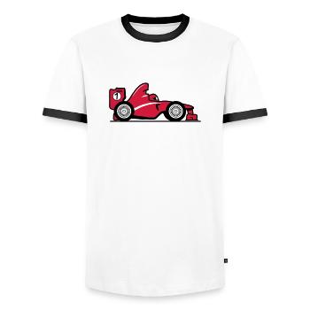 Rennwagen kurz comic - Männer Kontrast-T-Shirt - Weiß/Schwarz - Vorne - AI Model Female 172 light (172cm) & AI Model Male 178 dark (178cm)