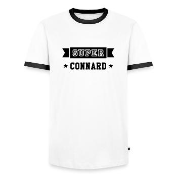 Connard / Connasse / Insulte / Con / Vulgaire - T-shirt contrasté Homme - blanc/noir - Devant - AI Model Female 172 light (172cm) & AI Model Male 178 dark (178cm)