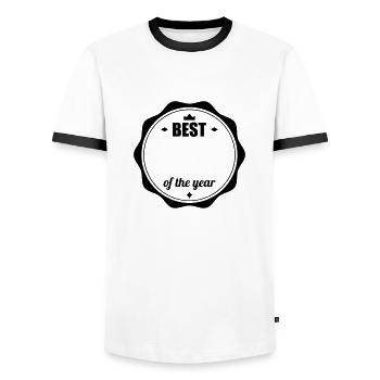 Customize it ! / Anpassen / Personnaliser - Men's Ringer Shirt - white/black - Front - AI Model Female 172 light (172cm) & AI Model Male 178 dark (178cm)