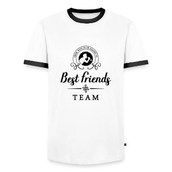 best friends team drink - Männer Kontrast-T-Shirt - Weiß/Schwarz - Vorne - AI Model Female 172 light (172cm) & AI Model Male 178 dark (178cm)