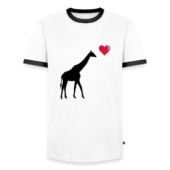 girafe love - T-shirt contrasté Homme - blanc/noir - Devant - AI Model Female 172 light (172cm) & AI Model Male 178 dark (178cm)