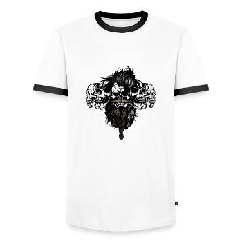 Kopf des Todes bärtigen Hipster Kran Schädel Fantasie - Männer Kontrast-T-Shirt - Weiß/Schwarz - Vorne - AI Model Female 172 light (172cm) & AI Model Male 178 dark (178cm)
