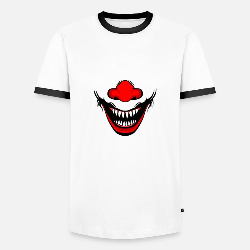 Evil horror clown, face psycho killer clown - Men's Ringer Shirt - white/black