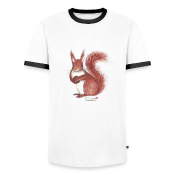 Eichhörnchen - Männer Kontrast-T-Shirt - Weiß/Schwarz - Vorne - AI Model Female 172 light (172cm) & AI Model Male 178 dark (178cm)