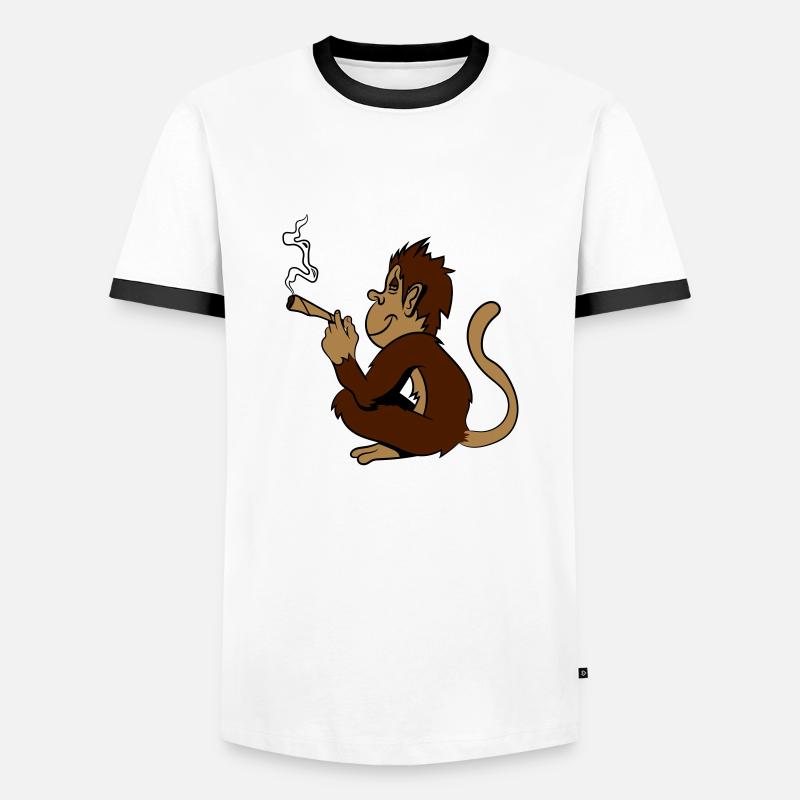 monkey weed hemp - Men's Ringer Shirt - white/black