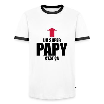 un super papy c'est ça - T-shirt contrasté Homme - blanc/noir - Devant - AI Model Female 172 light (172cm) & AI Model Male 178 dark (178cm)