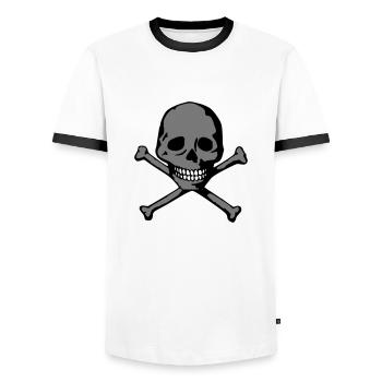 Schädel (weiße Zähne) - Männer Kontrast-T-Shirt - Weiß/Schwarz - Vorne - AI Model Female 172 light (172cm) & AI Model Male 178 dark (178cm)